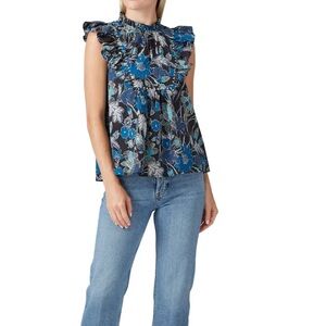 Ulla Johnson Blue Floral Ida Blouse